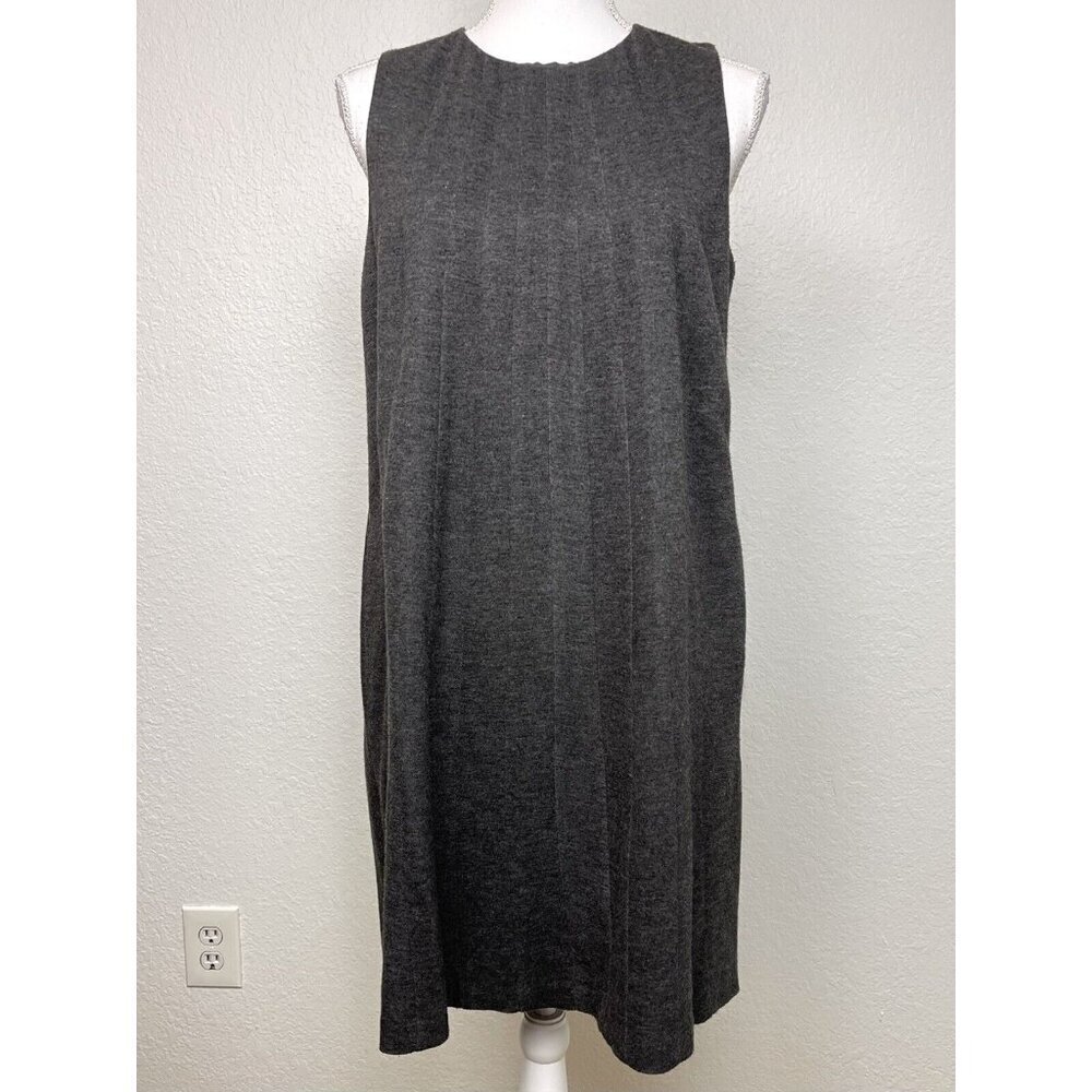 ROBERT RODRIGUEZ Womens MEDIUM Charcoal Sleeveless Seamed A-Line Knit DRESS